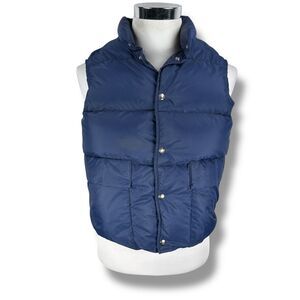 Vintage Woolrich Down Puffer Vest Womens Medium Blue Insulated Snaps 90s